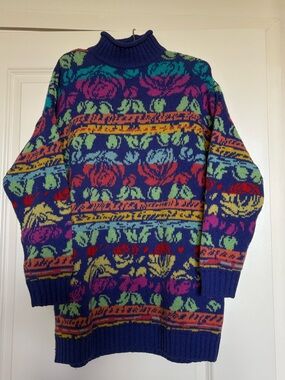 United Colors of Benetton Vintage 90s Shetland Wool Multicolor Sweater
